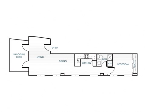 Floor plan for 1 bed, 1 bath, 969 sqft
